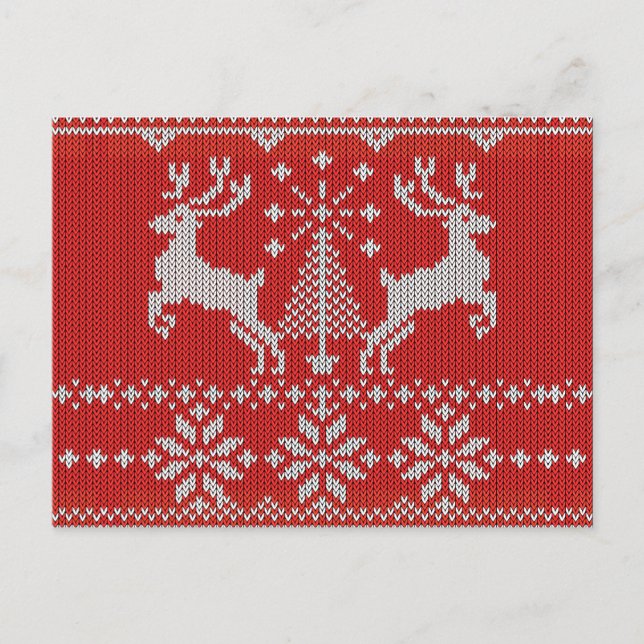 Holidays White Knit Ugly Sweater Style All Over Holiday Postcard (Front)