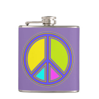 holiES - colourful PEACE sign + your ideas Hip Flask
