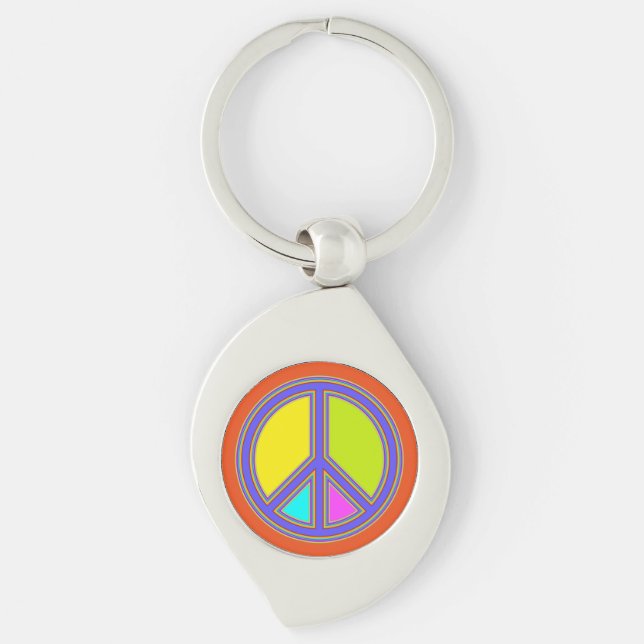 holiES - colourful PEACE sign + your ideas Key Ring (Front)