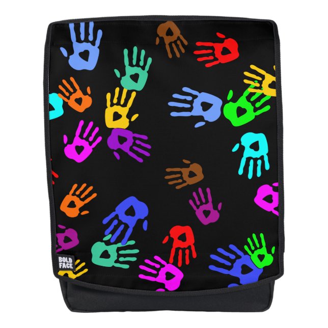 holiES - hands coloured pattern 1 + your backgr. Backpack (Front)