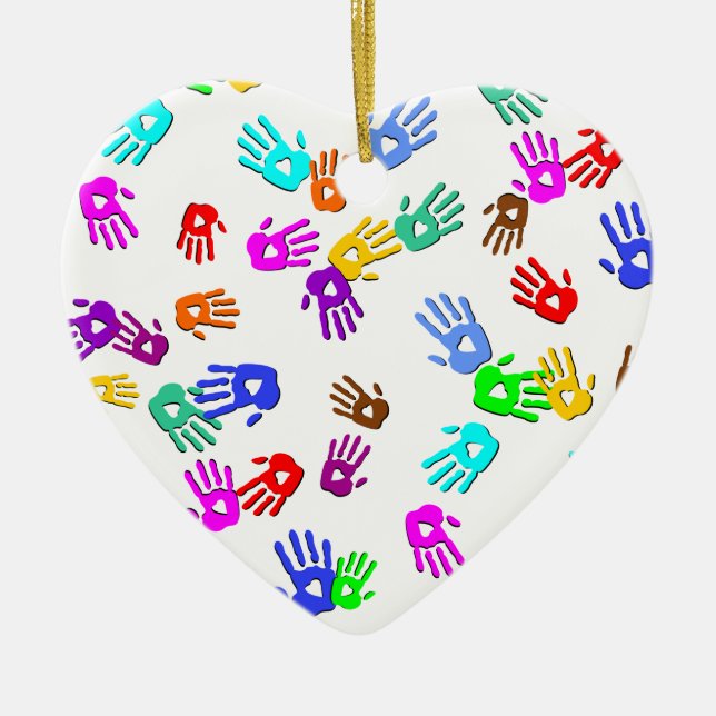 holiES - hands coloured pattern 1 + your backgr. Ceramic Tree Decoration (Front)