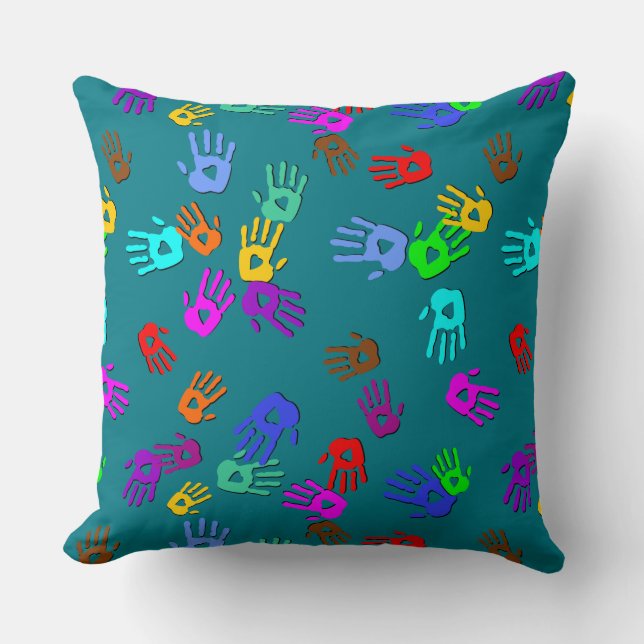 holiES - hands coloured pattern 1 + your backgr. Cushion (Front)