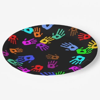 holiES - hands coloured pattern 1 + your backgr. Paper Plate
