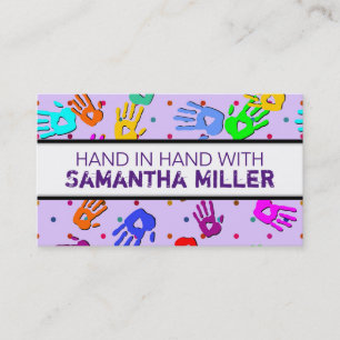 holiES - hands dots coloured pattern 1 Business Card