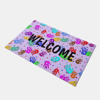 holiES - hands dots coloured pattern 1 Doormat