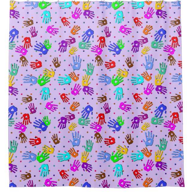 holiES - hands dots coloured pattern 1 Shower Curtain (Front)