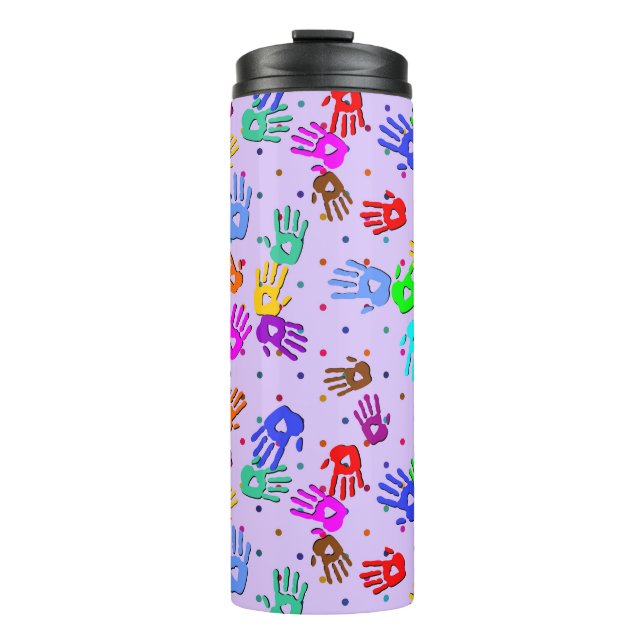 holiES - hands dots coloured pattern 1 Thermal Tumbler (Front)