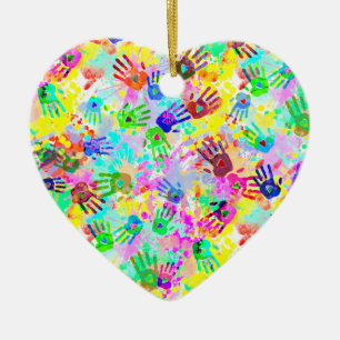 holiES - hands splashes coloured grunge pattern 2 Ceramic Tree Decoration
