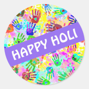 holiES - hands splashes coloured grunge pattern 2 Classic Round Sticker