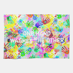 holiES - hands splashes coloured grunge pattern 2 Tea Towel