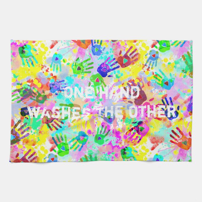 holiES - hands splashes coloured grunge pattern 2 Tea Towel (Horizontal)