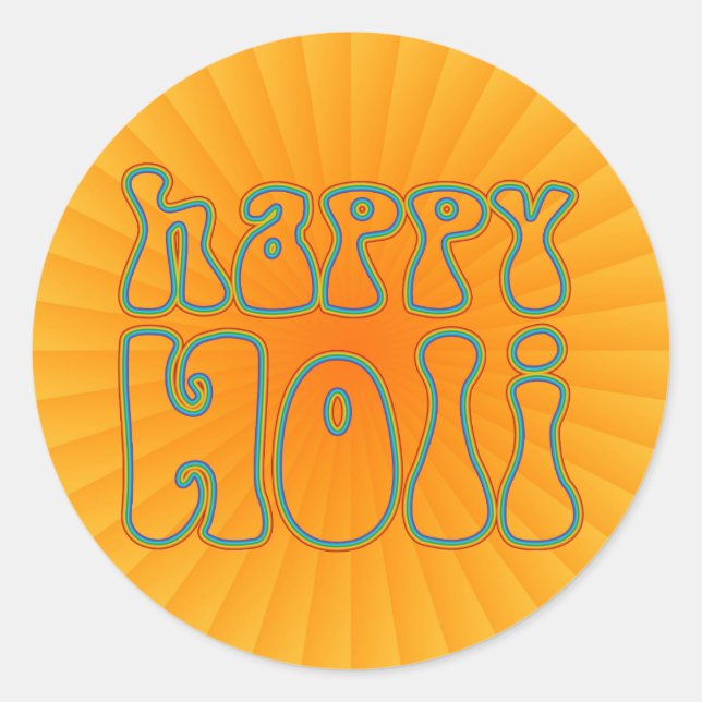 holiES - HAPPY HOLI simply coloured outline 1 Classic Round Sticker (Front)