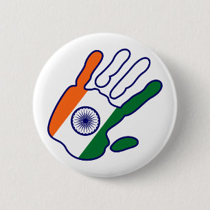 holiES - India Flag Hand - be a fan 6 Cm Round Badge