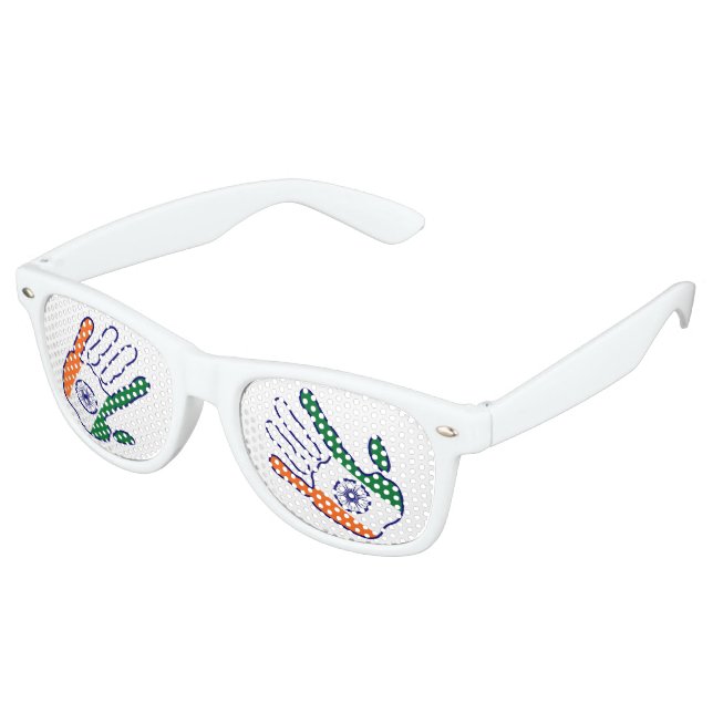 holiES - India Flag Hand / have fun Retro Sunglasses (Angled)