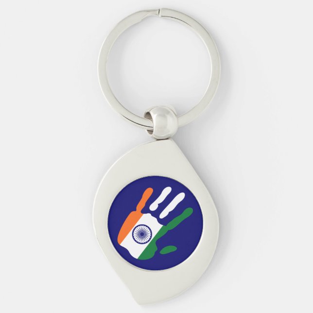 holiES - India Flag Hand + your backgrond colour Key Ring (Front)