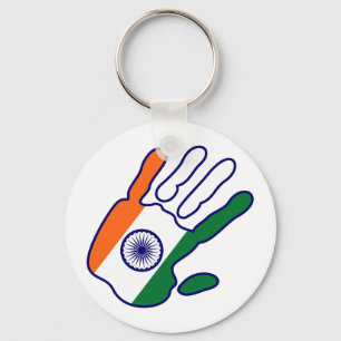 holiES - India Flag Hand + your idea Key Ring