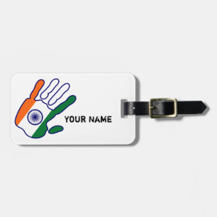 holiES - India Flag Hand + your name Luggage Tag