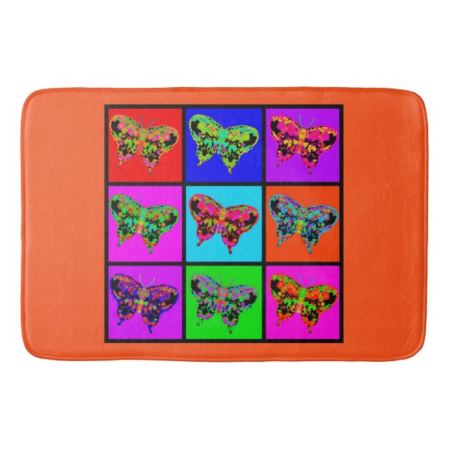 holiES - Psychedelic Butterflies Mosaic Bath Mat (Front)