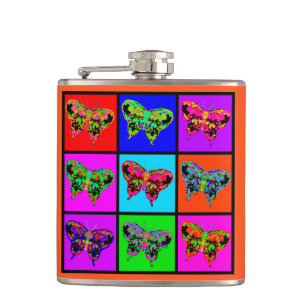holiES - Psychedelic Butterflies Mosaic Hip Flask