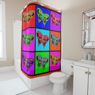 holiES - Psychedelic Butterflies Mosaic Shower Curtain