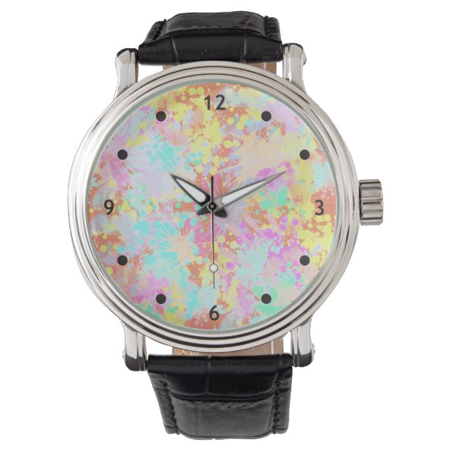 holiES - Splashes seamless pattern pastel 1 Watch (Front)