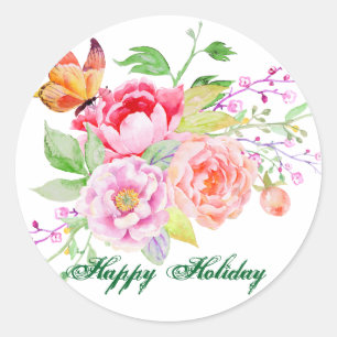 holiES - Watercolor Spring Flowers Bouquet 2 Classic Round Sticker