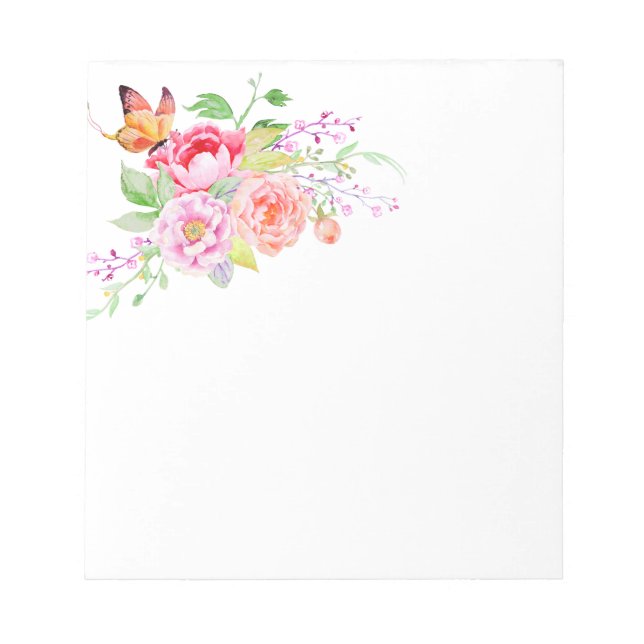 holiES - Watercolor Spring Flowers Bouquet 2 Notepad (Front)