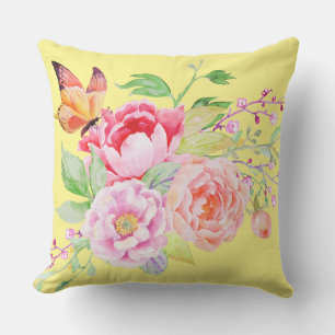 holiES - Watercolor Spring Flowers Bouquet 2 Outdoor Cushion