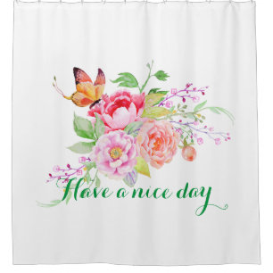 holiES - Watercolor Spring Flowers Bouquet 2 Shower Curtain