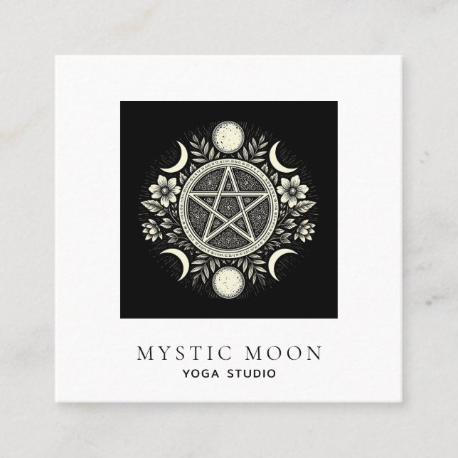 Holistic Celestial Moon  Square Business Card (Front)
