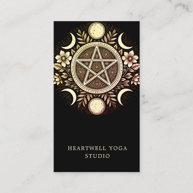 Holistic Celestial Sun Moon Black Business Card (Front)