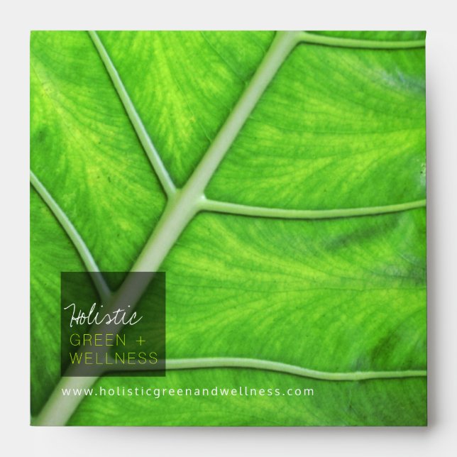 Holistic Green Tropical Leaf Texture Simple Photo Envelope (Front)