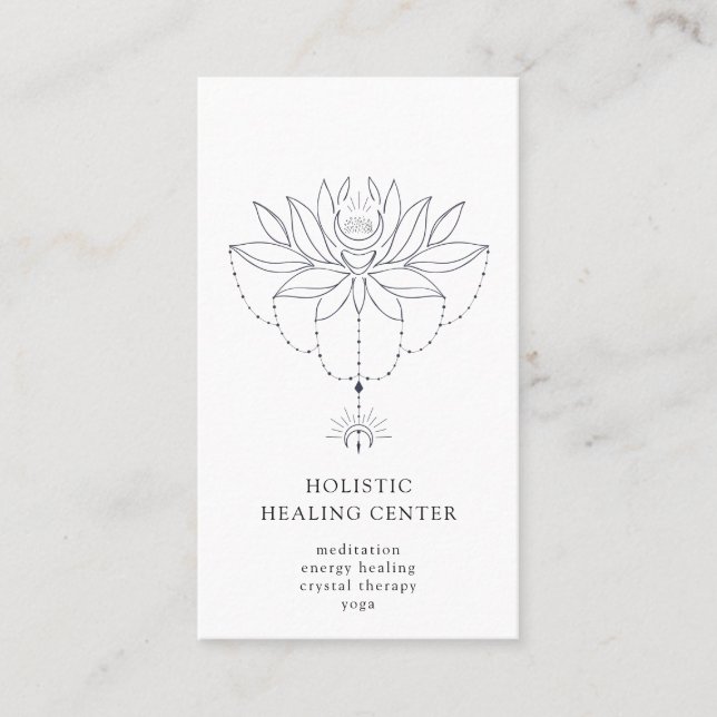 Holistic Healing Lotus Flower Business Card (Front)