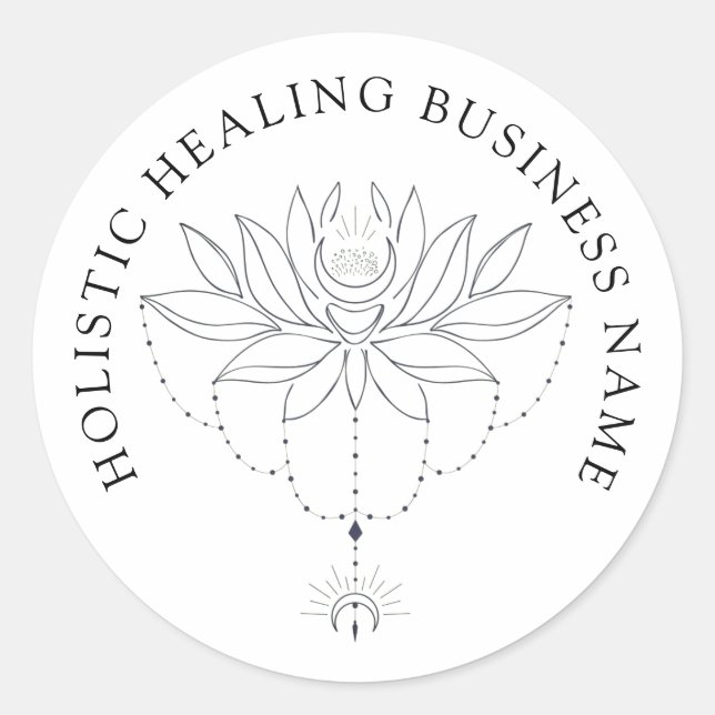 Holistic Healing Lotus Flower Business Classic Round Sticker (Front)