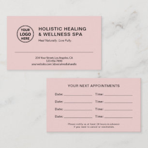 Holistic Health Coach Therapist Pink Appointment Card