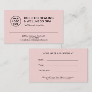 Holistic Health Coach Therapist Pink Appointment Card