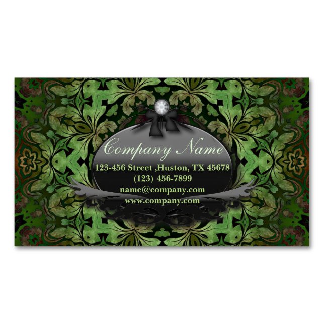 holistic health massage therapist Yoga Mandala Magnetic Business Card (Front)