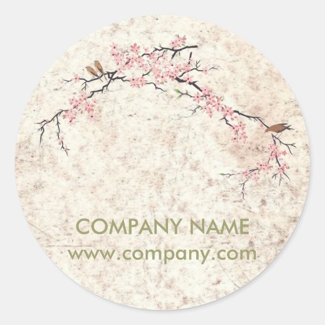 holistic health Yoga Zen SPA cherry Blossom Sakura Classic Round Sticker (Front)