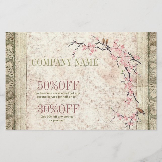 holistic health Yoga Zen SPA cherry Blossom Sakura Flyer (Front)