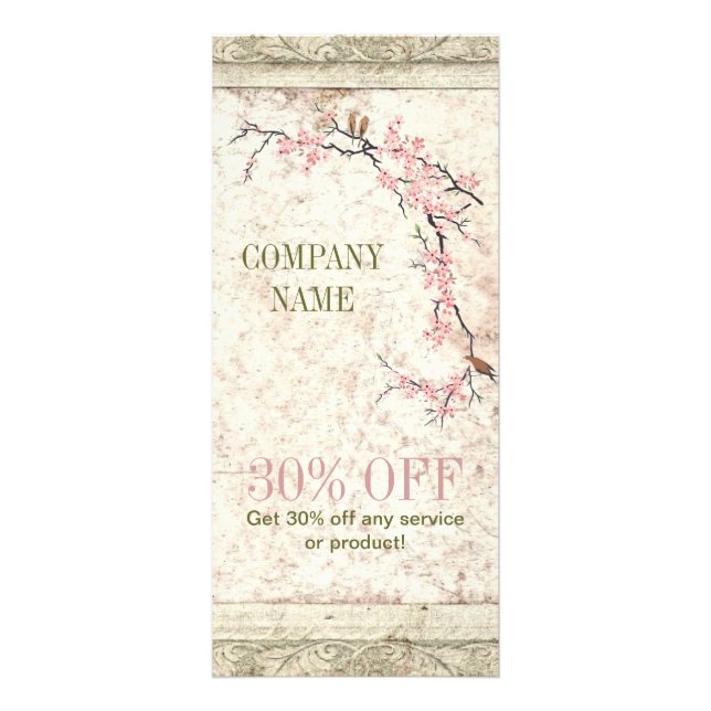 holistic health Yoga Zen SPA cherry Blossom Sakura Rack Card (Front)