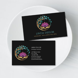 Holistic Massage Therapist Wellness Spa Lotus Business Card