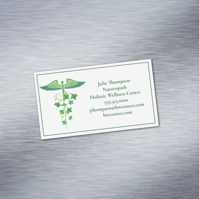 Holistic Medicine Wellness Centre Naturopath Green Magnetic Business Card (In Situ)