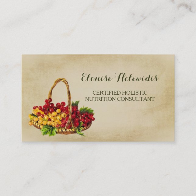 Holistic Nutrition Consultant Fruit Basket QR Code Business Card (Front)