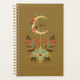 Holistic Spiritual Crescent Moon & Lotus Floral Planner