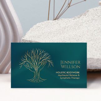 Holistic  Therapy Bodywork Tree of life Hands Business Card