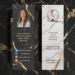 Holistic Wellness Coach Black White Luxury Modern  Mini Business Card