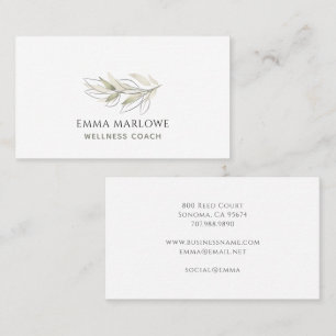 Holistic Wellness Coach Botanical Sage Green Business Card