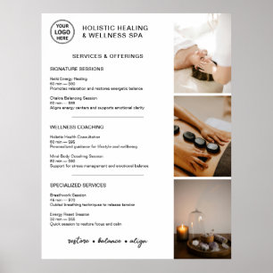 Holistic Wellness Services Menu White Poster