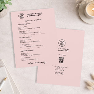 Holistic Wellness Services Pink Minimalist Menu
