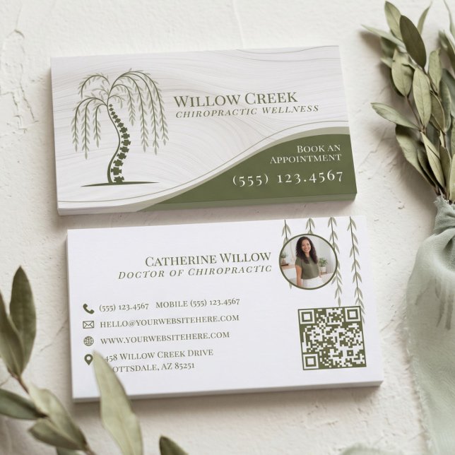 Holistic Willow Tree Chiropractor Clinic Photo  Business Card (Holistic Willow Tree Chiropractor Clinic Photo Business Card)